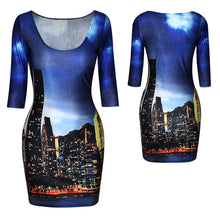 18 Colors Sexy Slim Dress Fit 3D Animal Print Space Galaxy Bodycon Mini DressesJFY66
