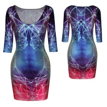 women sexy slim dress fit 3d animal print space galaxy bodycon mini dresses J4U66