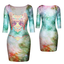 women sexy slim dress fit 3d animal print space galaxy bodycon mini dresses J4U66