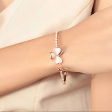 18k Yellow Gold Filled Clear Austrian Crystal Bracelet Bangle Jewelry Flower Women Jewelry J4U66