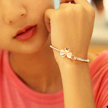 18k Yellow Gold Filled Clear Austrian Crystal Bracelet Bangle Jewelry Flower Women Jewelry J4U66