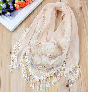 150*50CM7 Colors Tassel Scarf women Embroidered Flower Scarf Bib J4U66