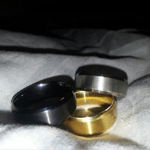 8MM Trendy Titanium Steel Band Brushed Wedding Bands Stainless Steel Solid Ring Men Gold Silver Black Classic Ring J4U66