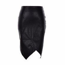 Asymmetric Short Faux Leather Skirt Black PU Leather Sheath Pencil Skirt BlackWomen Sexy High Waist Slim Bodycon Skirt J4U66
