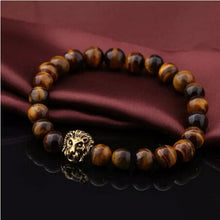 Buddha Leo Lion Head Bracelet Stone Beaded Bracelets Gold Silver For Men Women J4U66