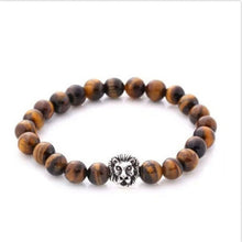 Buddha Leo Lion Head Bracelet Stone Beaded Bracelets Gold Silver For Men Women J4U66