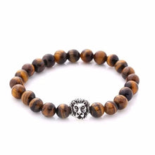 Buddha Leo Lion Head Bracelet Stone Beaded Bracelets Gold Silver For Men Women J4U66