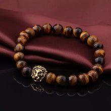 Buddha Leo Lion Head Bracelet Stone Beaded Bracelets Gold Silver For Men Women J4U66