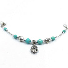 Charm Bangle Jewelry Birthday Gift Women Vintage Charm Jewelry Silver Plated Owl Turquoise Bracelets J4U66