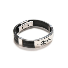 Chic Men Stainless Steel Silicone Metal Wristband Bracelets Bangle Stylist Jewelry Gifts J4U66