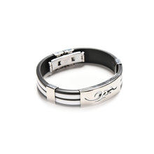 Chic Men Stainless Steel Silicone Metal Wristband Bracelets Bangle Stylist Jewelry Gifts J4U66