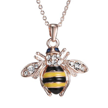 Cute Solid Little Bee Pendant Animal Necklace for Women 18K Rose Gold Plated Jewelry J4U66