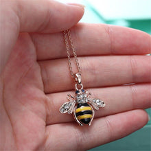 Cute Solid Little Bee Pendant Animal Necklace for Women 18K Rose Gold Plated Jewelry J4U66