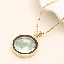 Dried Flower Clover Floating Locket Memory Living Pendant Necklace Gold Plated Jewelry Real Plant Flower 60CM Chain Necklace J4U66