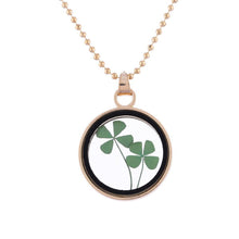 Dried Flower Clover Floating Locket Memory Living Pendant Necklace Gold Plated Jewelry Real Plant Flower 60CM Chain Necklace J4U66
