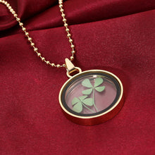 Dried Flower Clover Floating Locket Memory Living Pendant Necklace Gold Plated Jewelry Real Plant Flower 60CM Chain Necklace J4U66