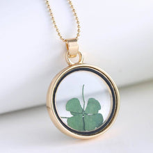 Dried Flower Clover Floating Locket Memory Living Pendant Necklace Gold Plated Jewelry Real Plant Flower 60CM Chain Necklace J4U66
