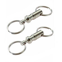 Dual Detachable Key Ring Snap Lock Holder Steel Chrome Plated Pull-Apart Key Rings Removable Keyring Quick Release Keychain J4U66