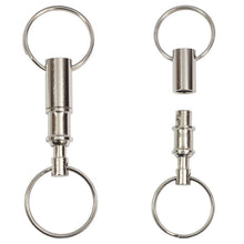 Dual Detachable Key Ring Snap Lock Holder Steel Chrome Plated Pull-Apart Key Rings Removable Keyring Quick Release Keychain J4U66