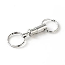 Dual Detachable Key Ring Snap Lock Holder Steel Chrome Plated Pull-Apart Key Rings Removable Keyring Quick Release Keychain J4U66