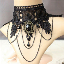 Gothic Tattoo Tassel Lace Necklace Pendant Vintage Wedding Jewelry Choker Necklace Women False Collar Statement J4U66