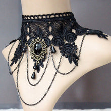 Gothic Tattoo Tassel Lace Necklace Pendant Vintage Wedding Jewelry Choker Necklace Women False Collar Statement J4U66