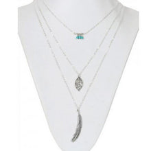 Simple turquoise Necklaces Leaf Long Pendant Necklaces 3 Layer Chain J4U66