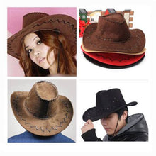 Cowboy Hat Suede Look Wild West Fancy Dress Men Ladies Cowgirl Hat J4U66