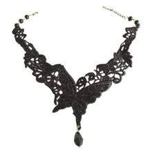 Black Lace & Beads Short Choker Victorian Steampunk Style Gothic Collar Lace Necklace For Wedding Party J4U66