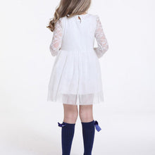 Kids Baby Girls Lace Dress Long Sleeve Princess Party Dresses Pearl Necklace 2-6 Y  J4U66