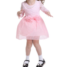 Kids Baby Girls Lace Dress Long Sleeve Princess Party Dresses Pearl Necklace 2-6 Y  J4U66