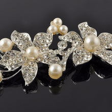 Luxury Silver Rhinestone Bridal Wedding Flower Pearls Headband Hair Clip Comb Women Jewelry  J4U66