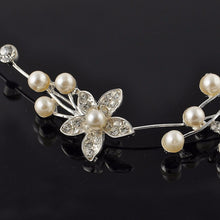 Luxury Silver Rhinestone Bridal Wedding Flower Pearls Headband Hair Clip Comb Women Jewelry  J4U66
