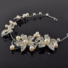 Luxury Silver Rhinestone Bridal Wedding Flower Pearls Headband Hair Clip Comb Women Jewelry  J4U66