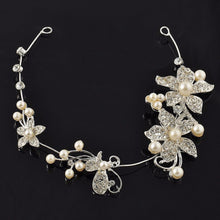 Luxury Silver Rhinestone Bridal Wedding Flower Pearls Headband Hair Clip Comb Women Jewelry  J4U66