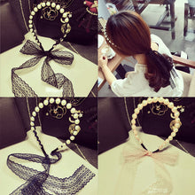 Simulated Pearl Wave Bands Beautiful Lace Bows Hair Bands Headbands for Girls Headwear Hair Accessories for Women J4U66