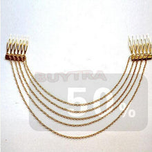 Punk Hair Cuff Pin Clip 2 Combs Tassels Chains Head Band Silver/Gold J4U66
