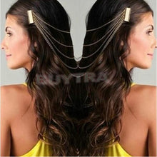 Punk Hair Cuff Pin Clip 2 Combs Tassels Chains Head Band Silver/Gold J4U66