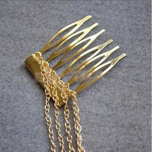 Punk Hair Cuff Pin Clip 2 Combs Tassels Chains Head Band Silver/Gold J4U66