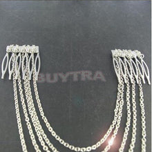 Punk Hair Cuff Pin Clip 2 Combs Tassels Chains Head Band Silver/Gold J4U66