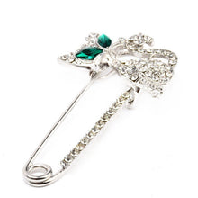 Gold Silver Plated Animal Brooches Pins Green Eye Crystal Cat Brooches  J4U66