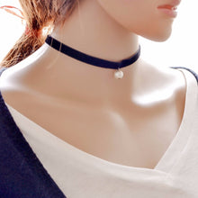 Punk Style 90's Black Vintage Velvet Choker Handmade Soft Goth Gothic Beads Necklace Gift J4U66