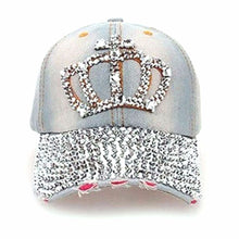 Women Hip Hop Caps Casual Rhinestone Stud Bling Crown Baseball Cap Hat Gifts J4U66