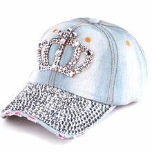Women Hip Hop Caps Casual Rhinestone Stud Bling Crown Baseball Cap Hat Gifts J4U66