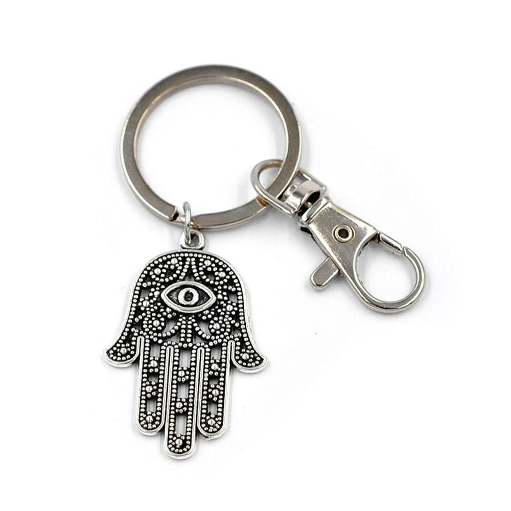 key chain Silver Hamsa Keychain Evil Eye Hand Keychain Charm Choker Choker Buddha Crescent Moon J4U66