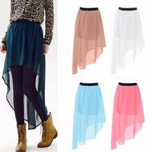 One Size Women Irregular Chiffon Skirt Elastic Waist High Low Asymmetrical Hem Long Maxi Skirts Double Layer 5 Color J4U66