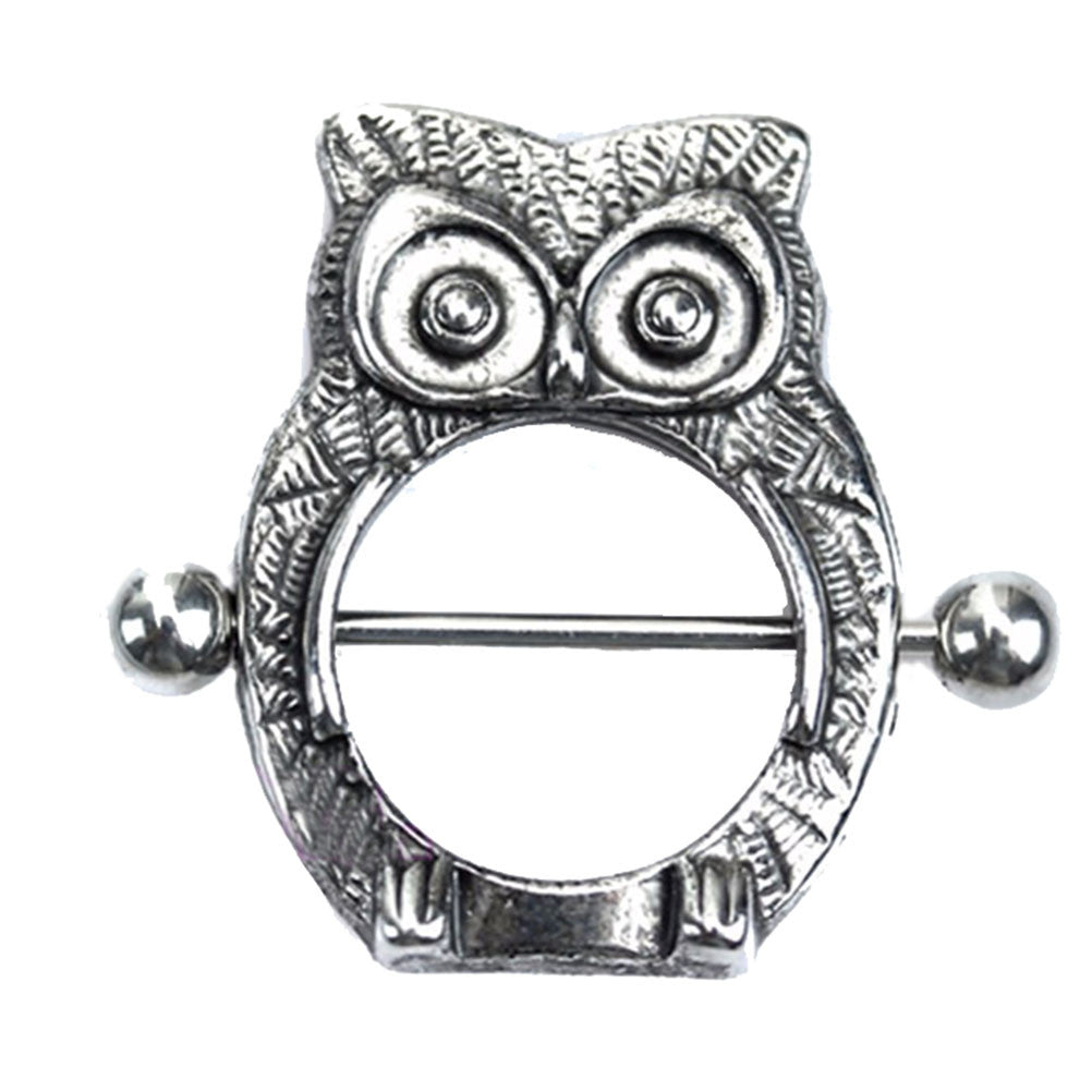 Owl Nipple Shield Bar Ring Body Jewellery Nipple Piercing J4U66