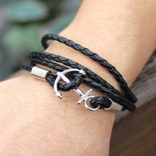 PU Leather Men Bracelet Jewelry Man Anchor Bracelet Wristband Charm Braclet For Male Accessories Hand Cuff J4U66