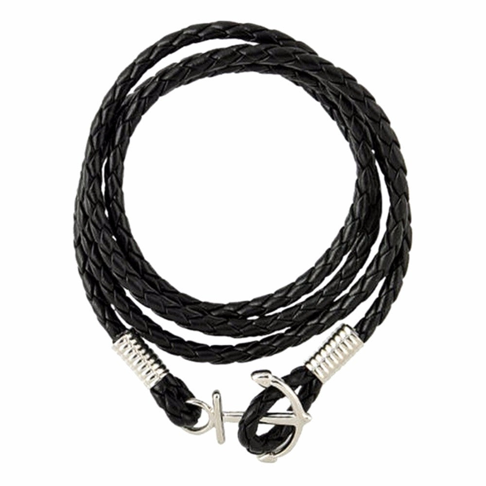 PU Leather Men Bracelet Jewelry Man Anchor Bracelet Wristband Charm Braclet For Male Accessories Hand Cuff J4U66