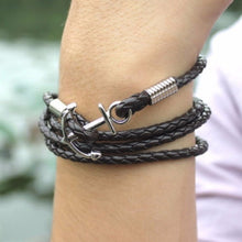 PU Leather Men Bracelet Jewelry Man Anchor Bracelet Wristband Charm Braclet For Male Accessories Hand Cuff J4U66